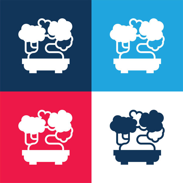 Bonsai blue and red four color minimal icon set