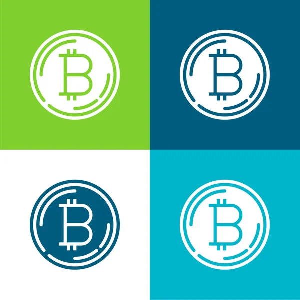 Bitcoin Düz 4 renk minimal simge kümesi