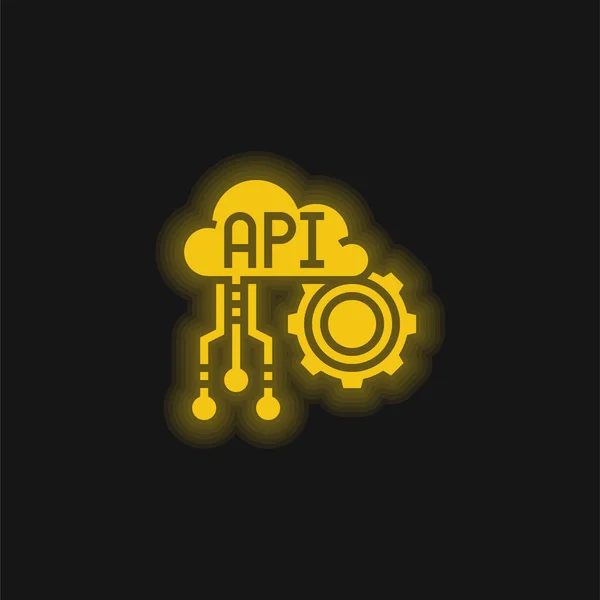 Api Yellow Glowing Neon Icon — Stock Vector