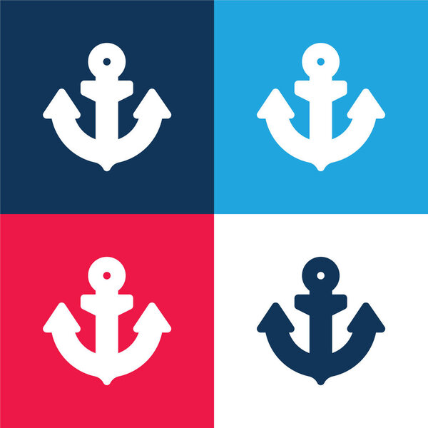 Anchor blue and red four color minimal icon set