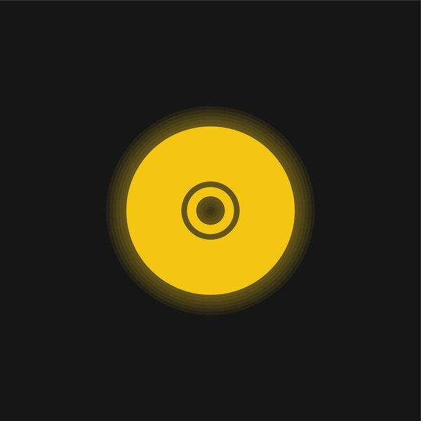 Black Compact Disc yellow glowing neon icon