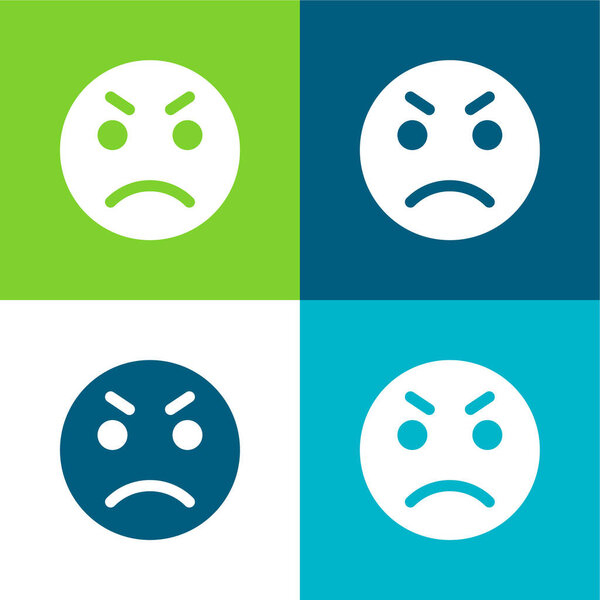 Гнев Плоский четырехцветный минимальный набор значков