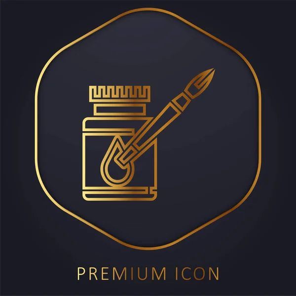 Acrílicos Linha Dourada Logotipo Premium Ícone — Vetor de Stock