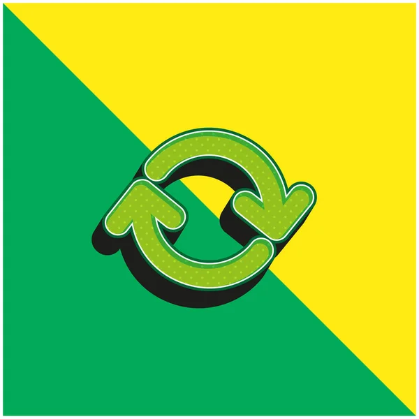 stock vector Arrows Circle Green and yellow modern 3d vector icon logo