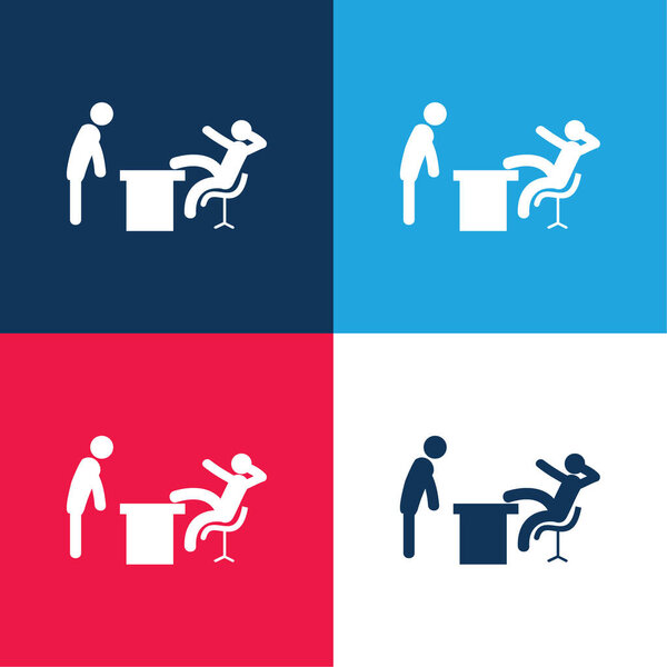 Boss Office blue and red four color minimal icon set
