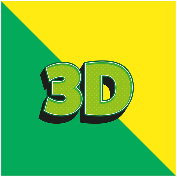 3D Text Green and yellow modern 3d vector icon logo