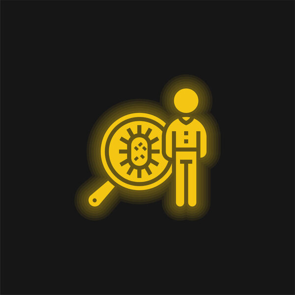 Bacteria yellow glowing neon icon