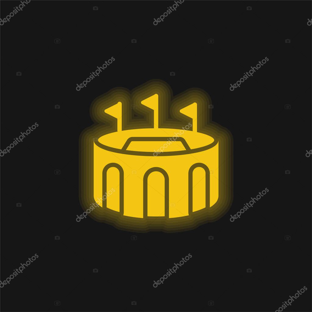Arena yellow glowing neon icon