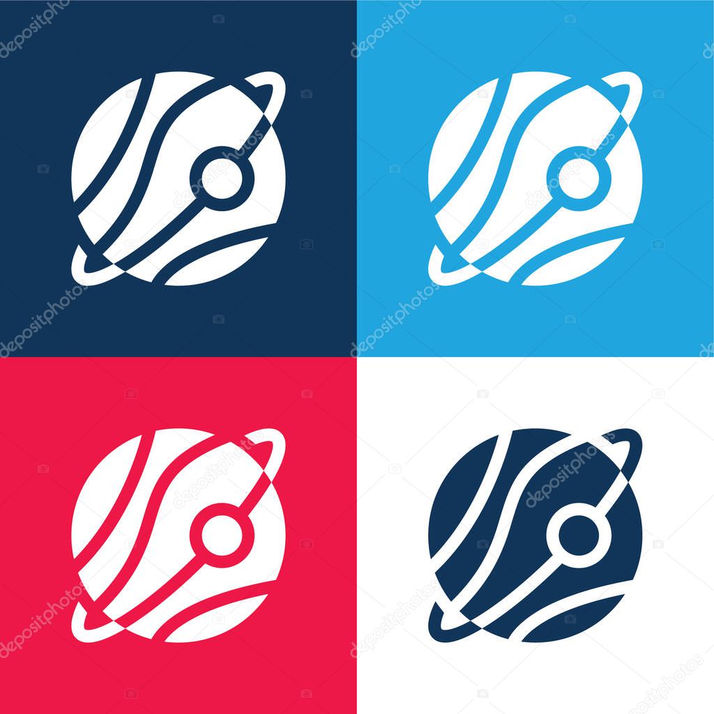 Astronomy blue and red four color minimal icon set