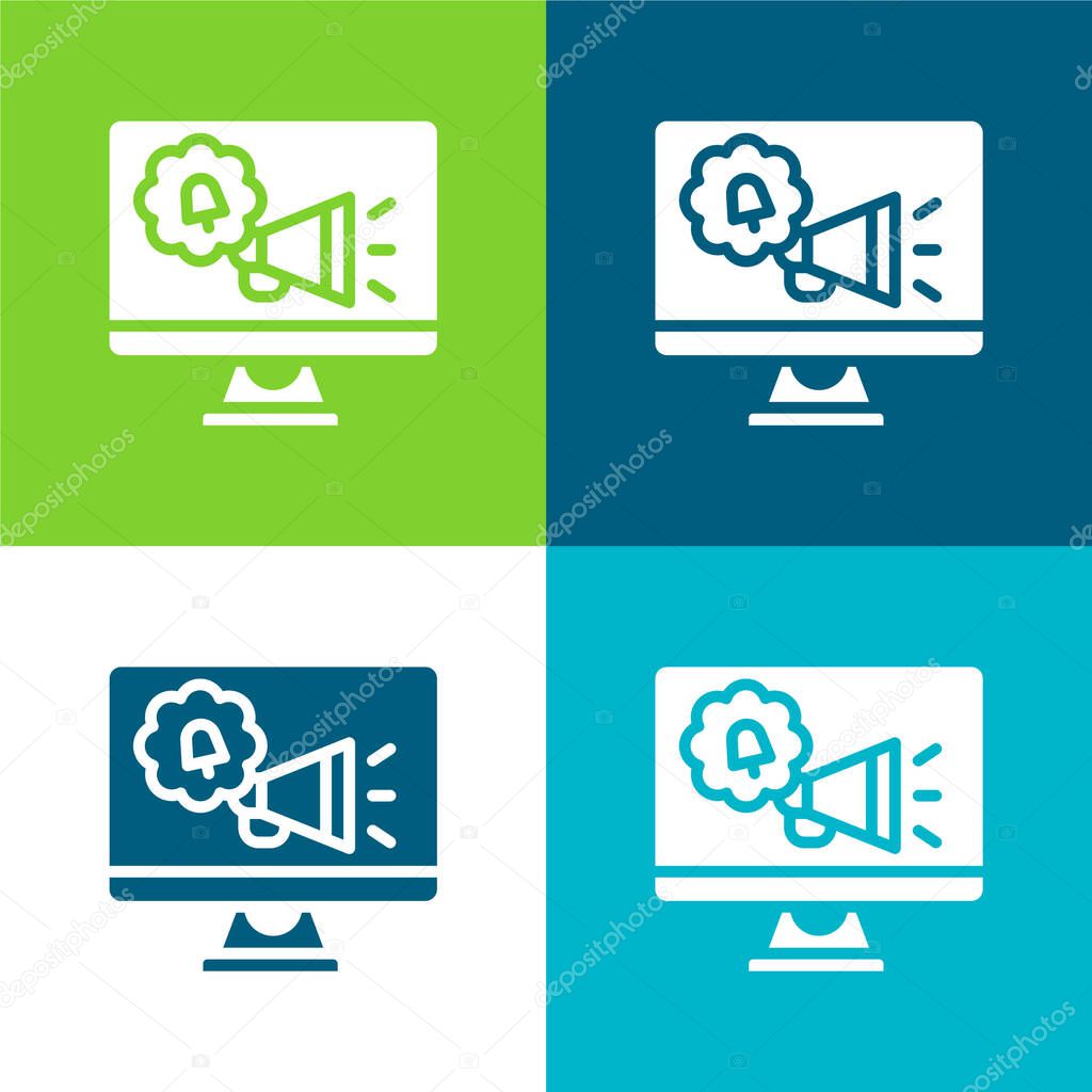 Advertising Flat four color minimal icon set