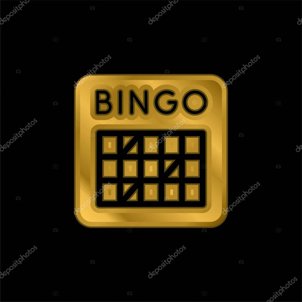 Bingo gold plated metalic icon or logo vector