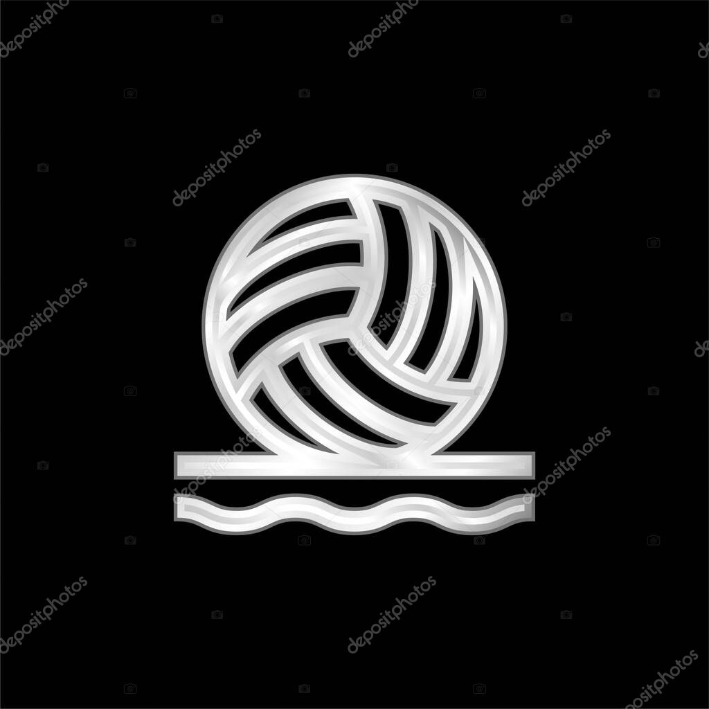 Beach Volleyball silver plated metallic icon