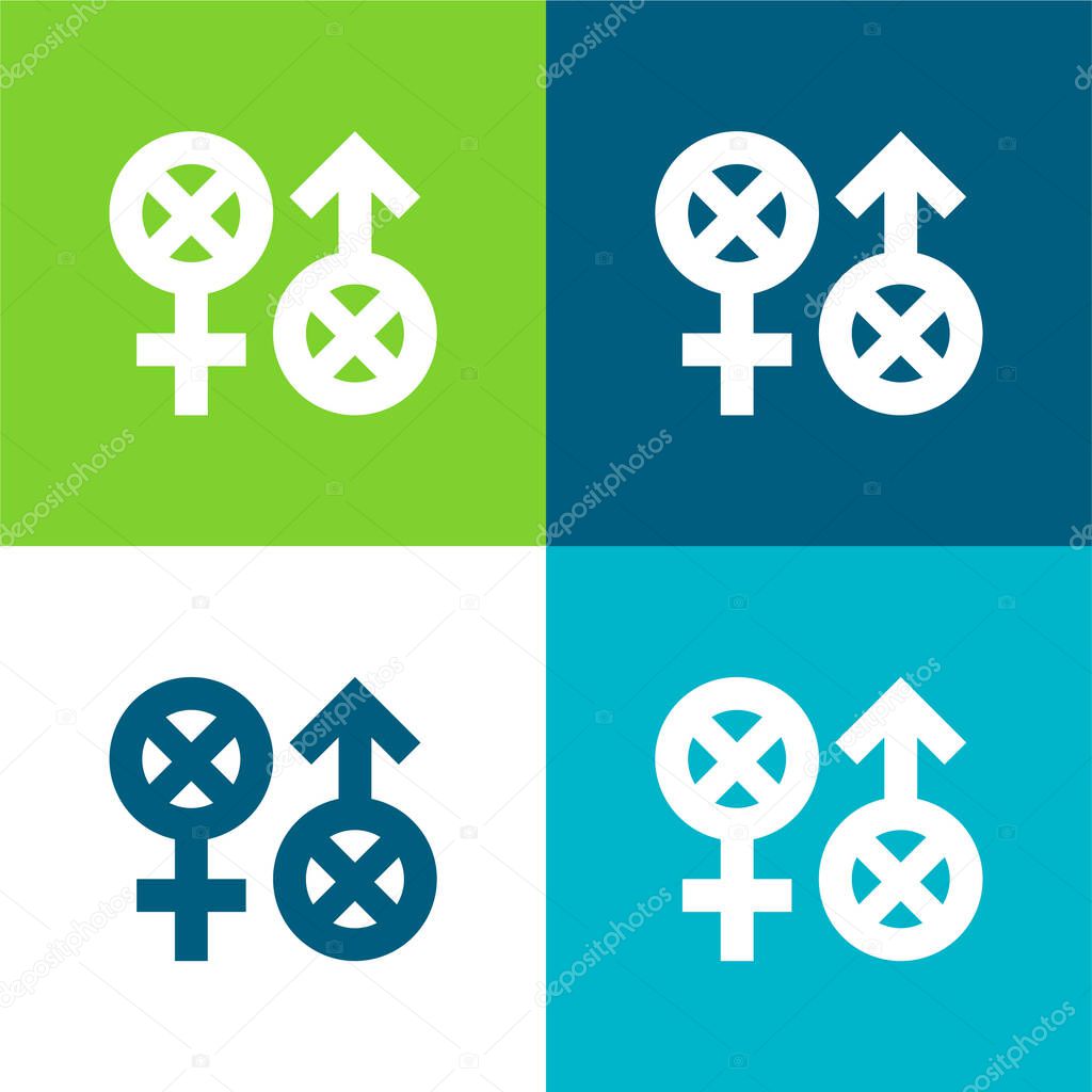 Biphobia Flat four color minimal icon set