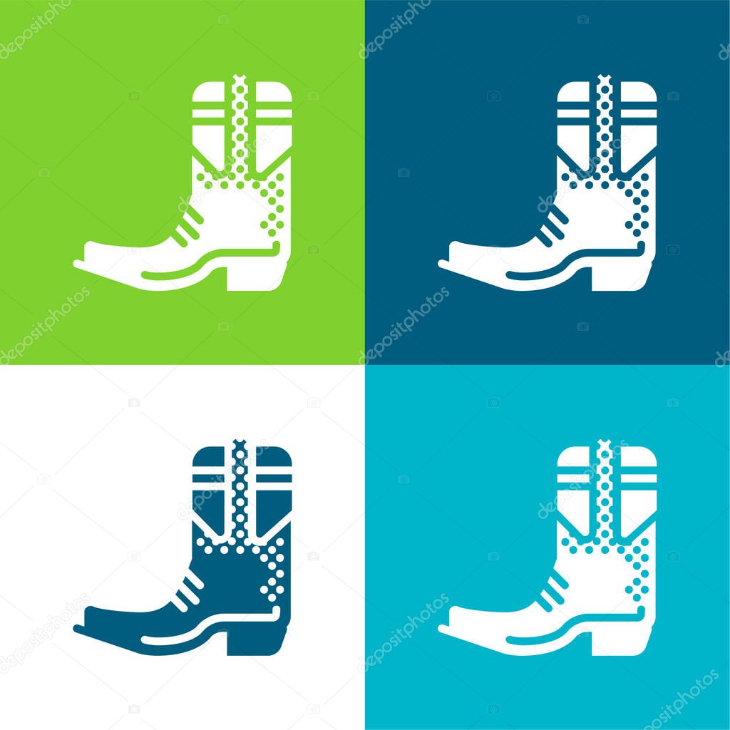 Boot Flat four color minimal icon set