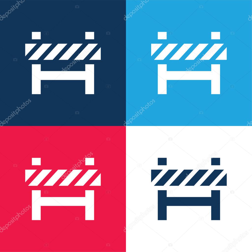 Barrier blue and red four color minimal icon set