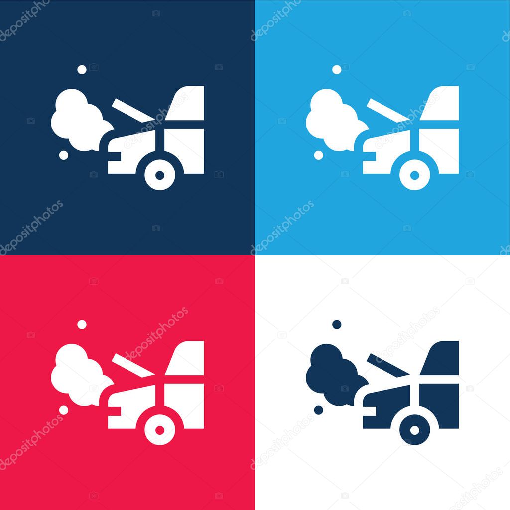 Bonnet blue and red four color minimal icon set