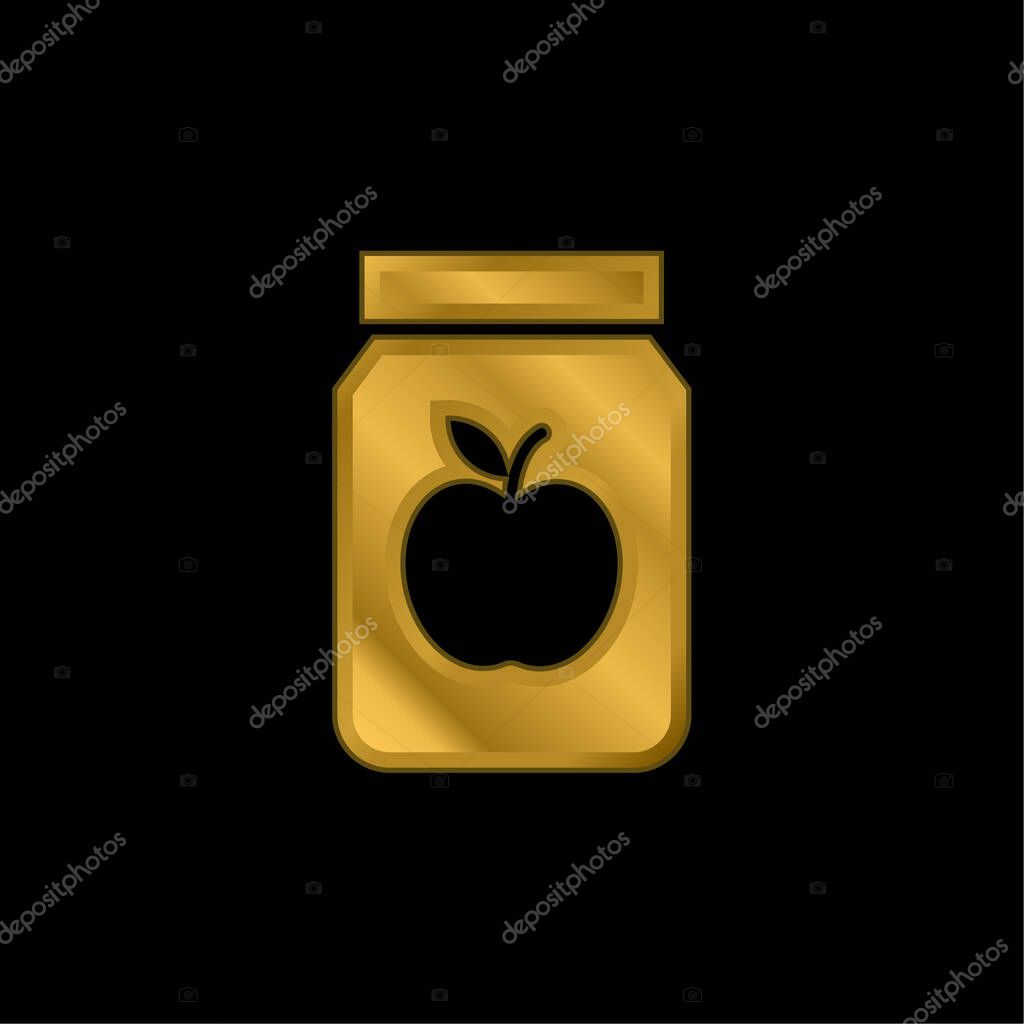 Apple Jam gold plated metalic icon or logo vector