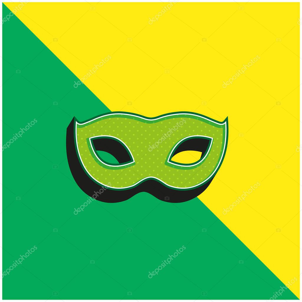 Black Carnival Mask Shape Green and yellow modern 3d vector icon logo