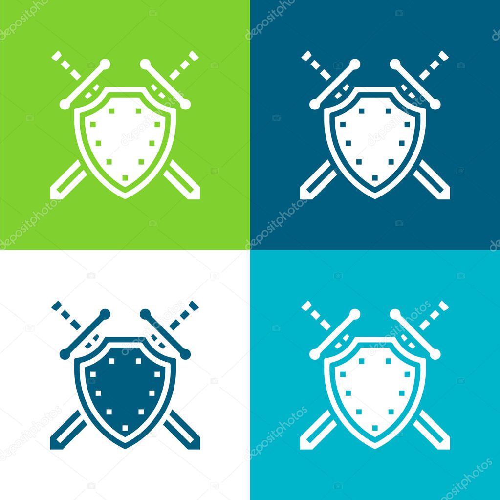Antivirus Flat four color minimal icon set