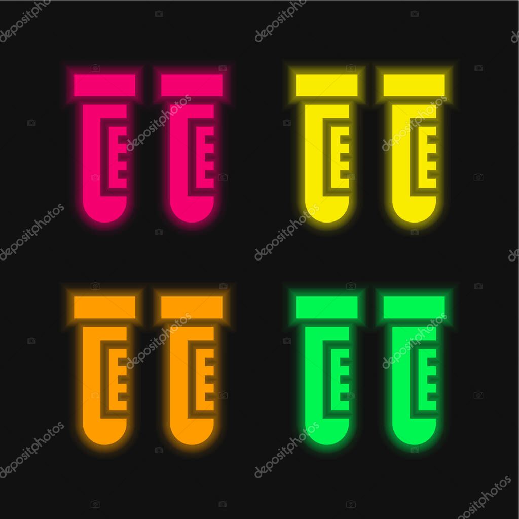 Blood Sample four color glowing neon vector icon