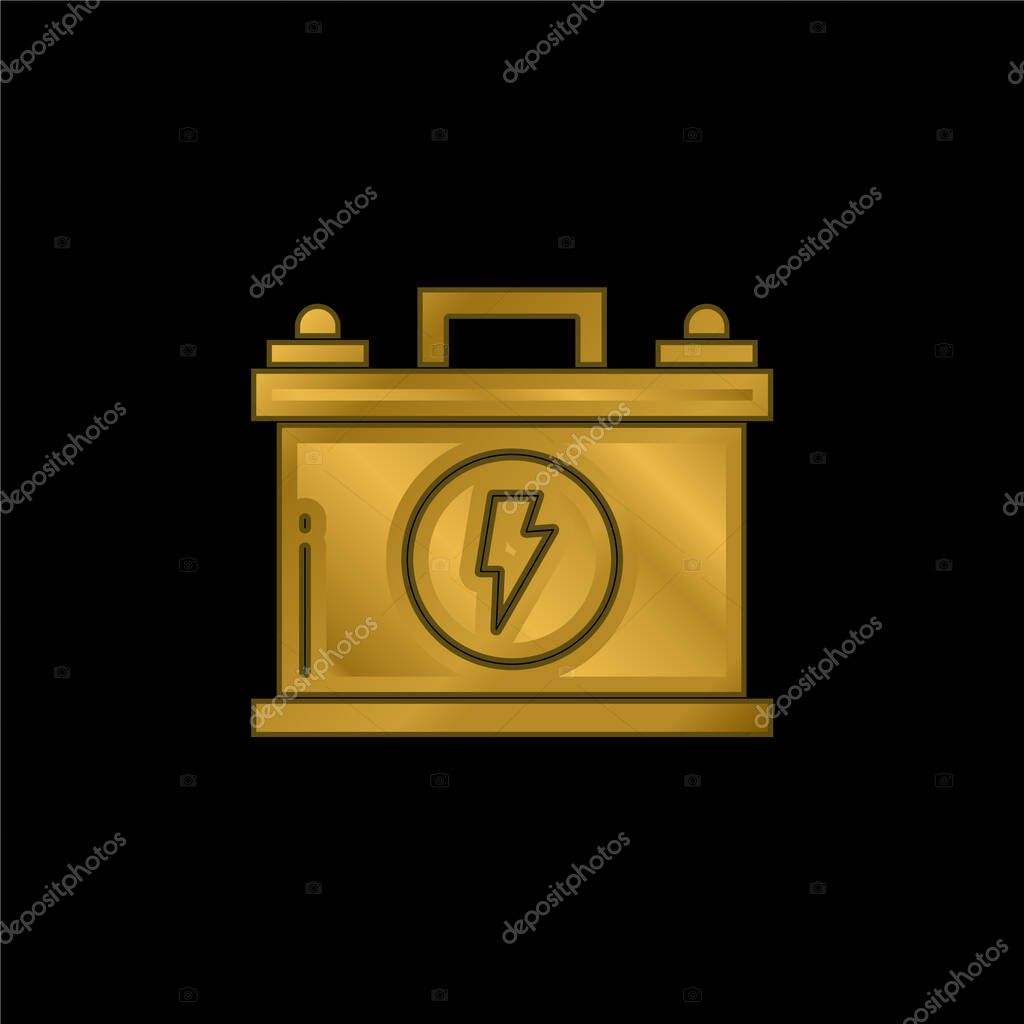 Battery gold plated metalic icon or logo vector