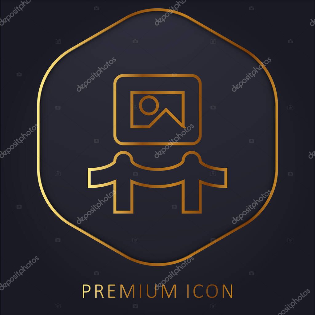 Art Museum golden line premium logo or icon