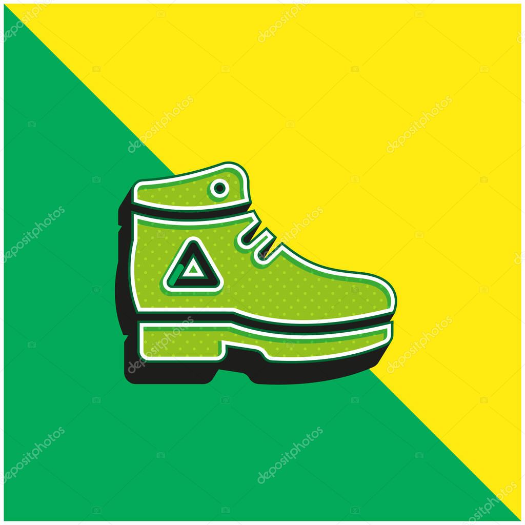 Boot Green and yellow modern 3d vector icon logo