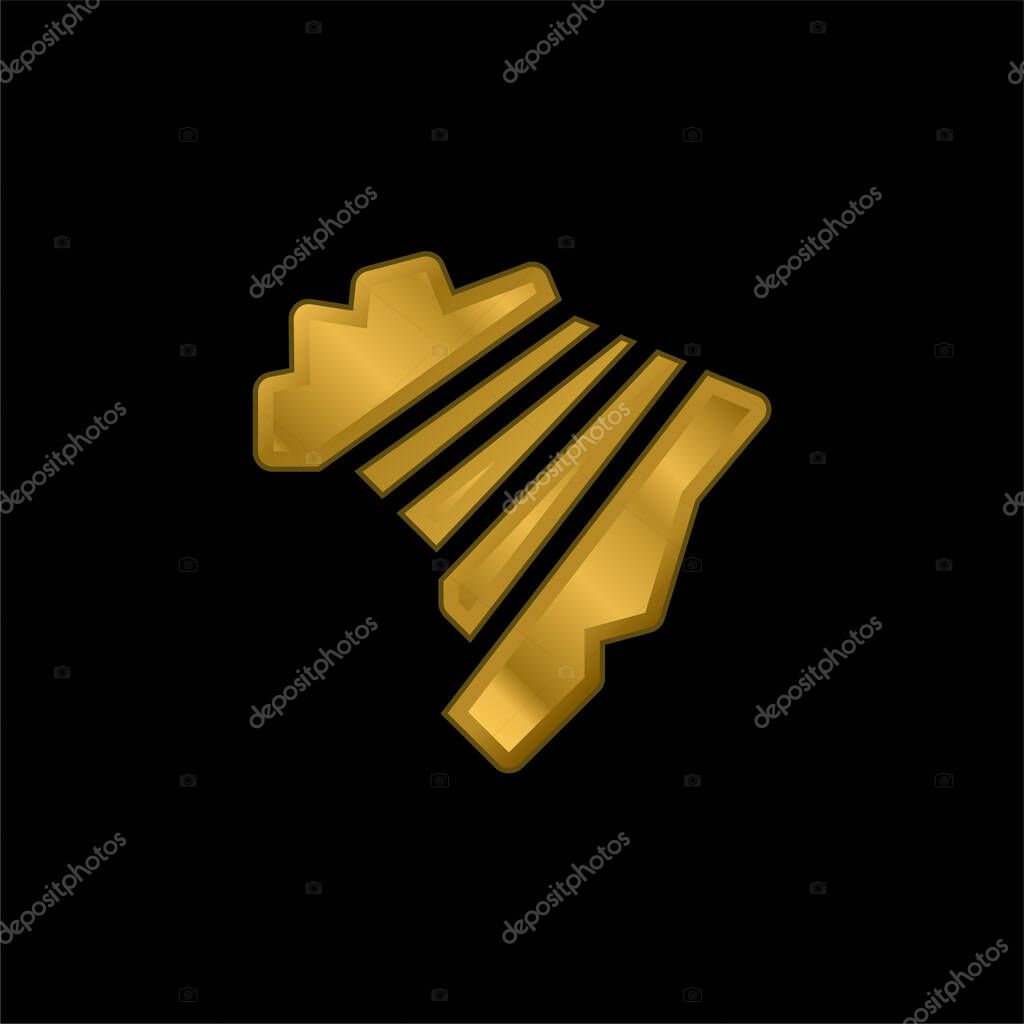 Brazil gold plated metalic icon or logo vector