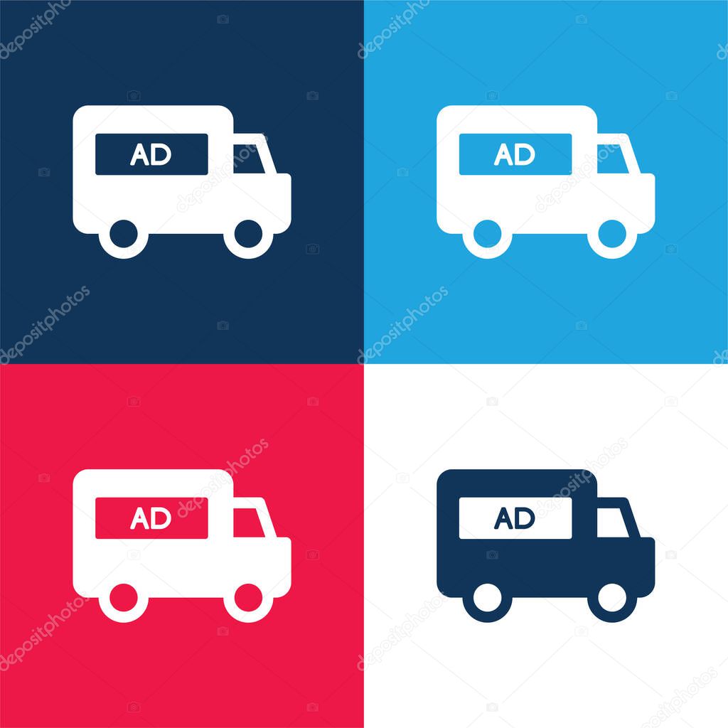 AD Van blue and red four color minimal icon set
