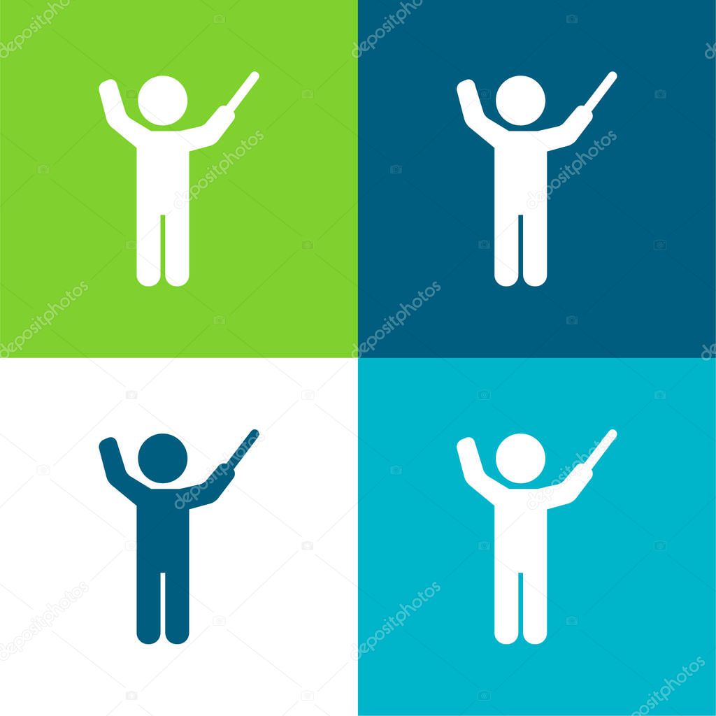 Bandmaster Flat four color minimal icon set