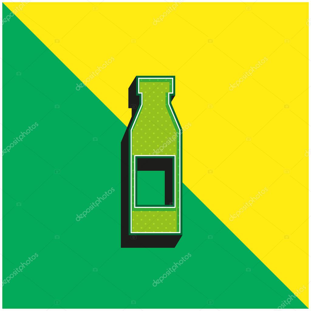Bottle With Label Green and yellow modern 3d vector icon logo