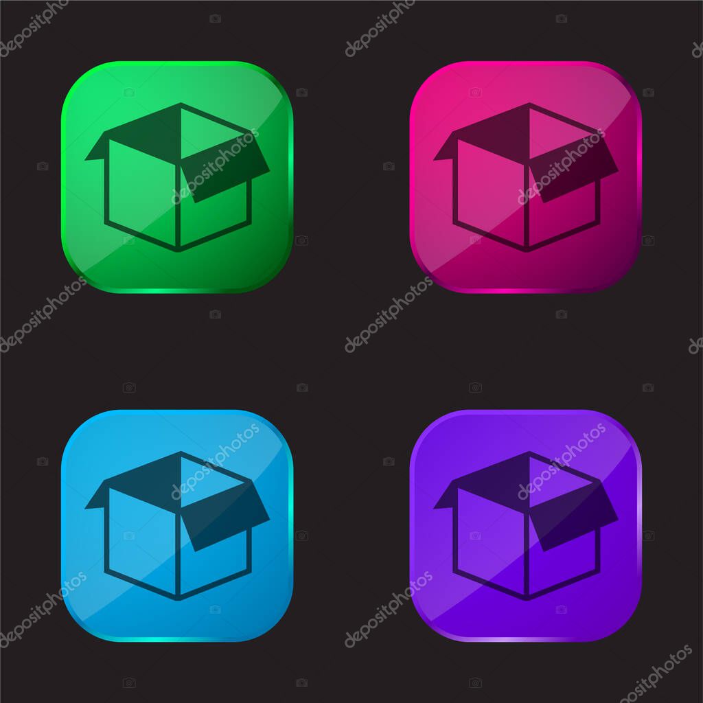 Box Open Shape four color glass button icon