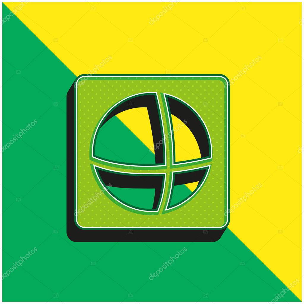 Ads Of The World Logo Green and yellow modern 3d vector icon logo