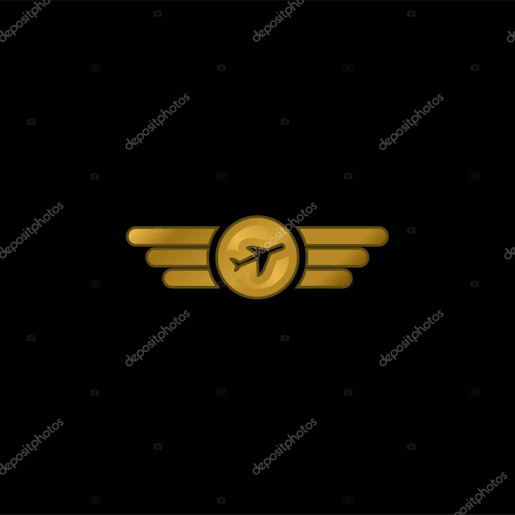 Air Company Logo gold plated metalic icon or logo vector