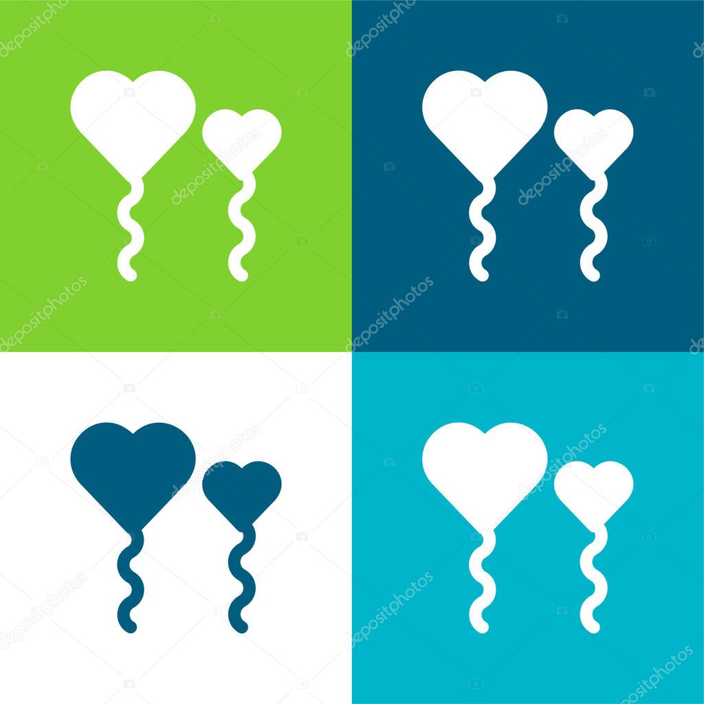 Balloons Flat four color minimal icon set