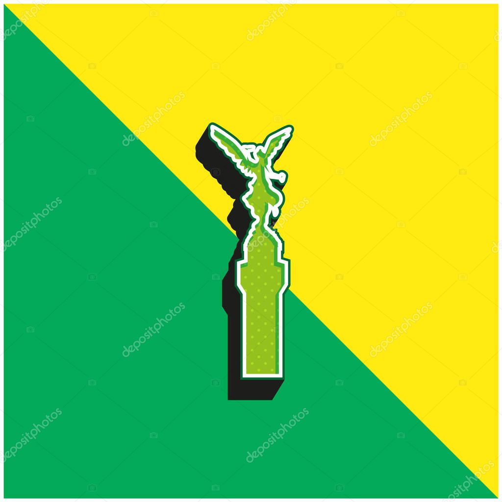 Angel Of Independence Of Mexico Green and yellow modern 3d vector icon logo