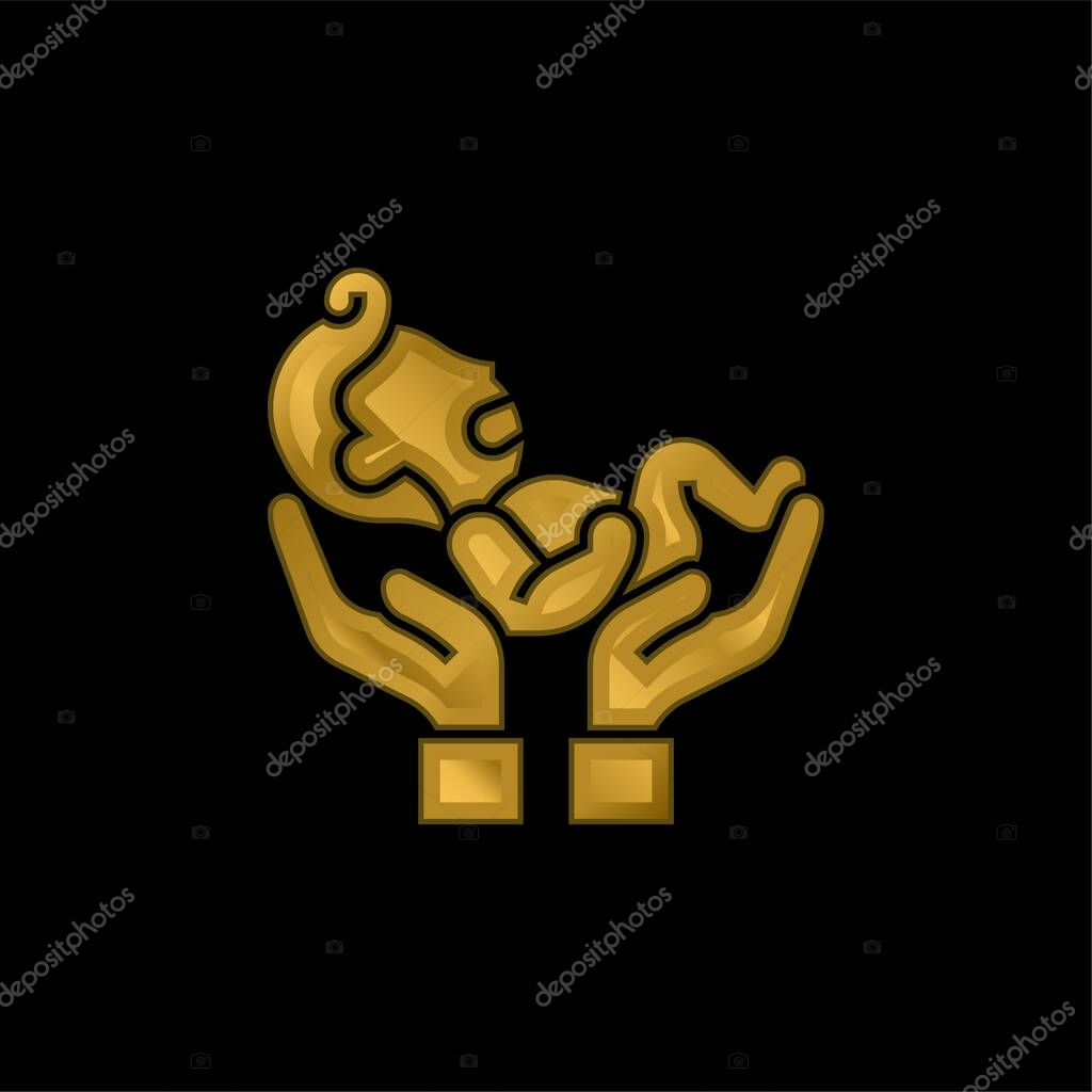 Baby gold plated metalic icon or logo vector