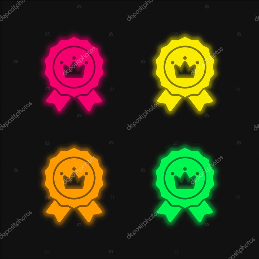 Brand Positioning four color glowing neon vector icon
