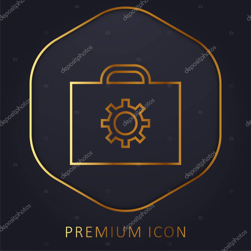 Briefcase golden line premium logo or icon
