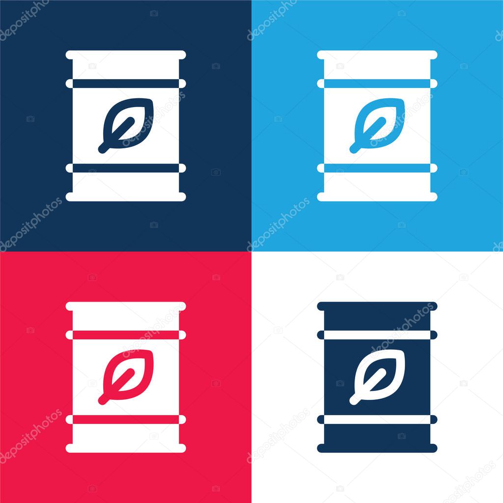 Biofuel blue and red four color minimal icon set