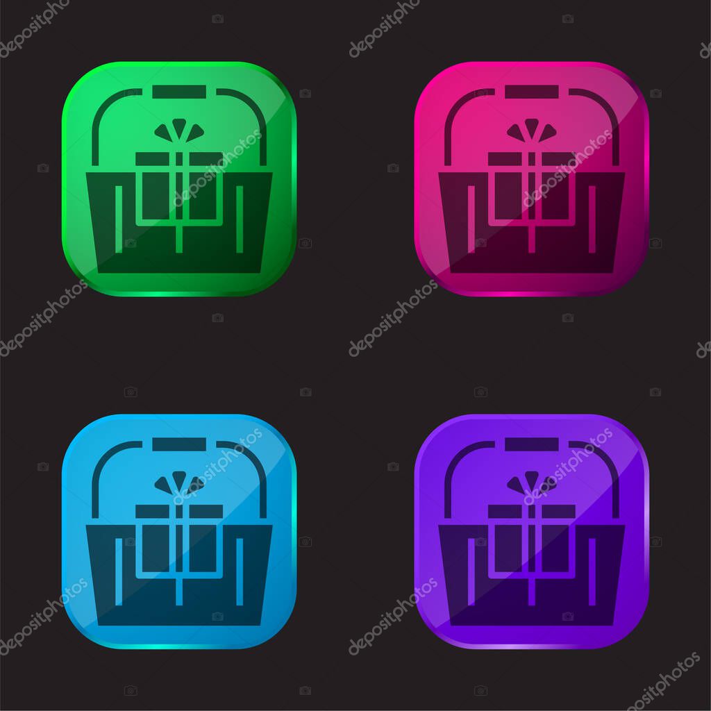 Basket four color glass button icon