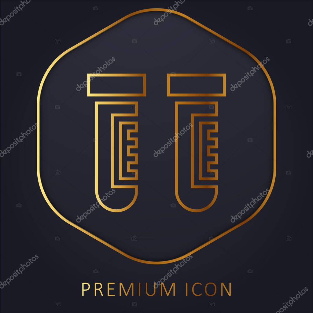 Blood Sample golden line premium logo or icon