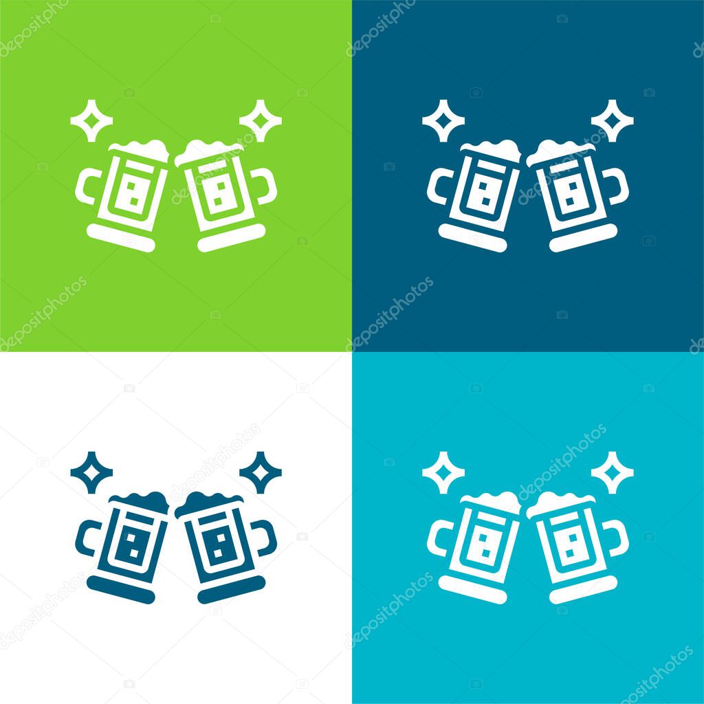 Beer Flat four color minimal icon set