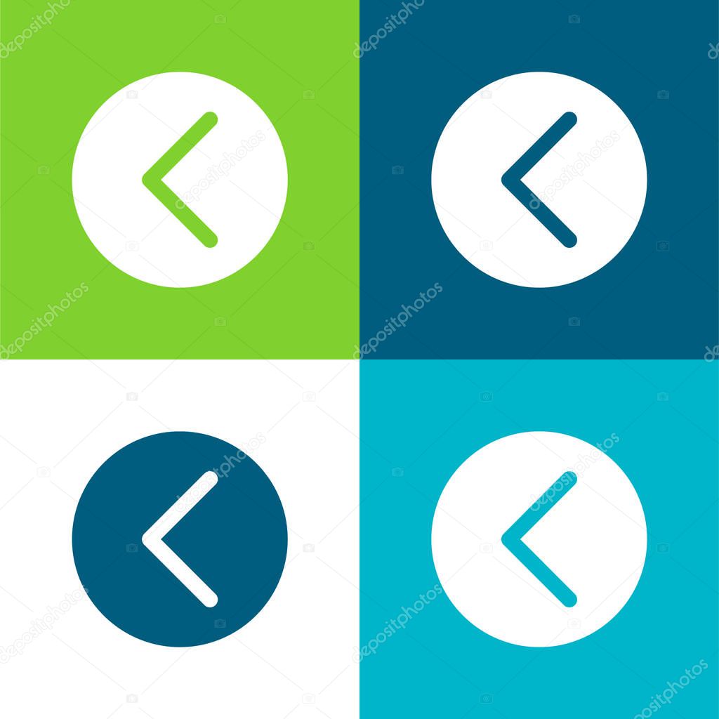Arrow Pointing Left Inside A Circle Flat four color minimal icon set
