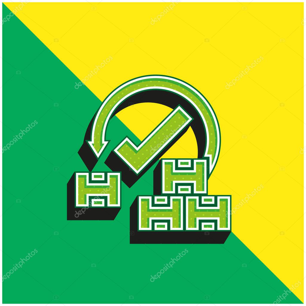 Acceptance Green and yellow modern 3d vector icon logo