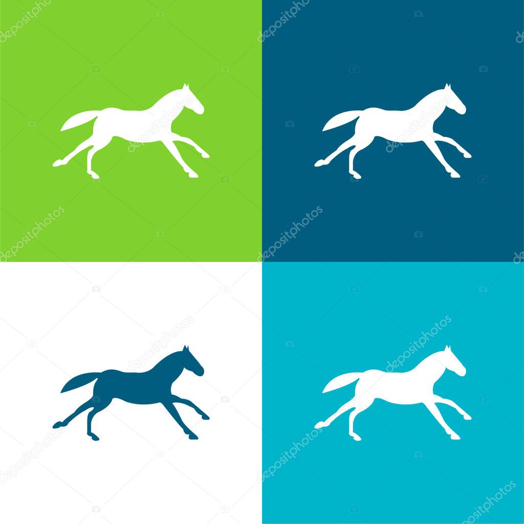 Black Running Horse Flat four color minimal icon set