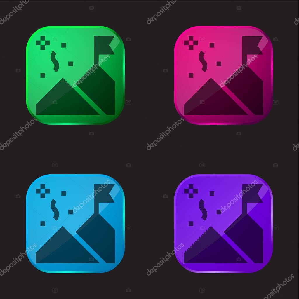 Achievement four color glass button icon