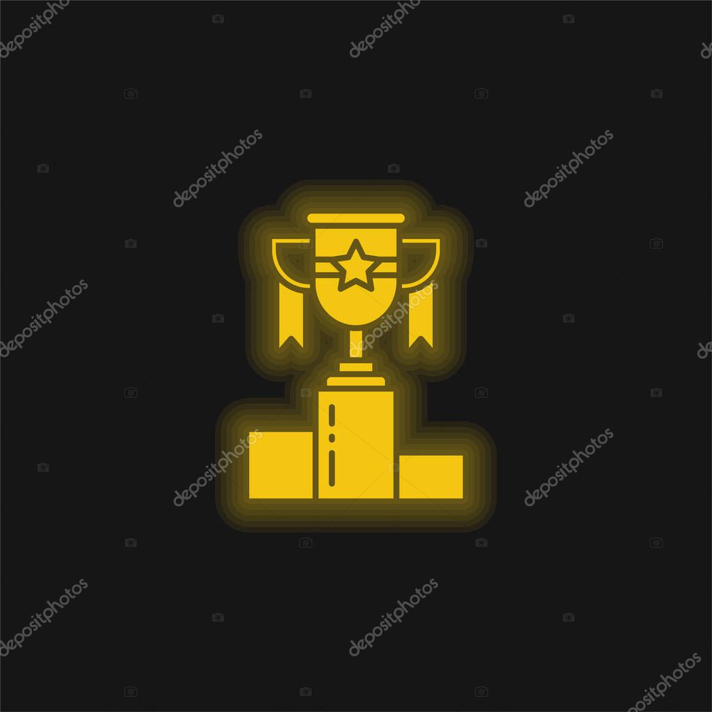 Award yellow glowing neon icon