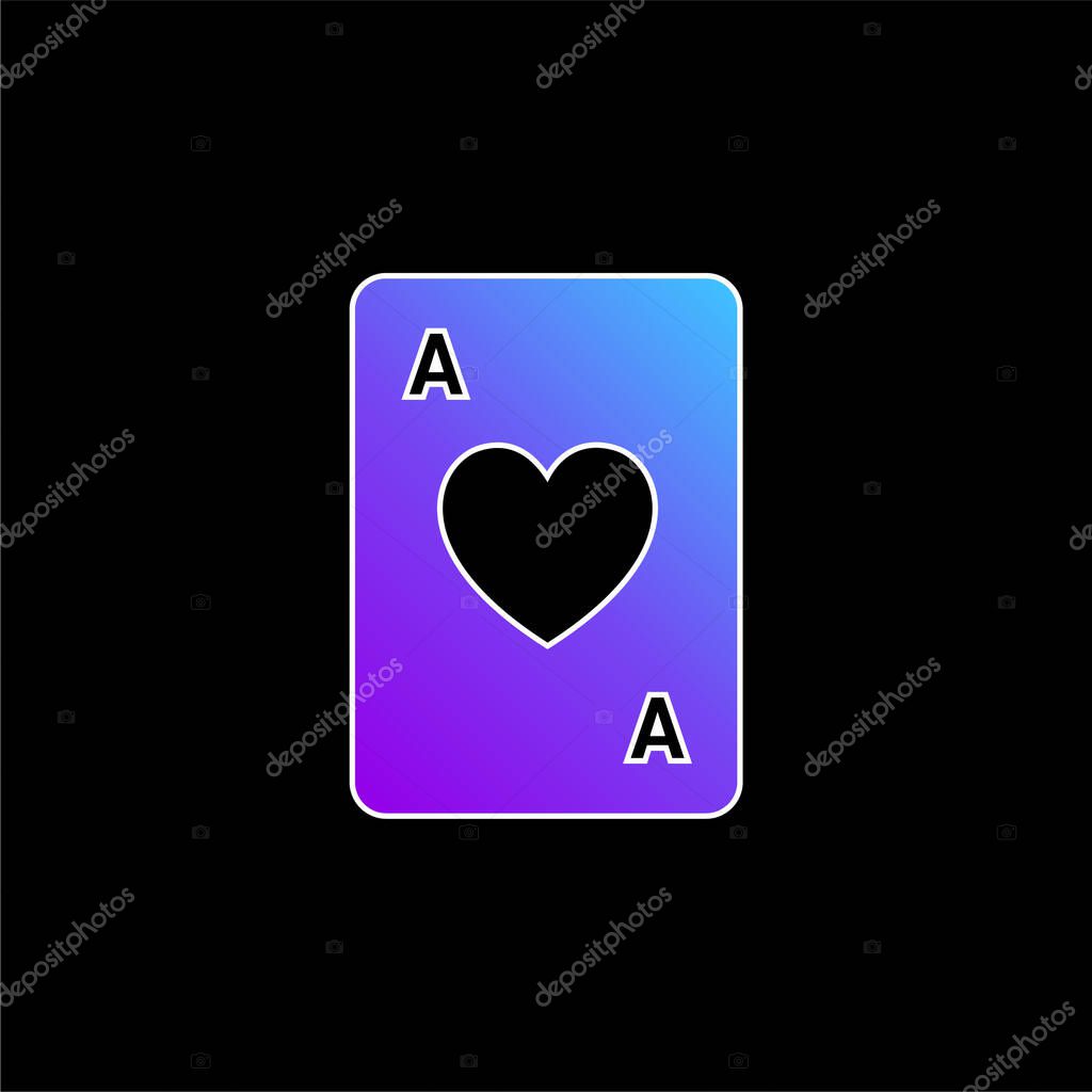 Ace Of Hearts blue gradient vector icon