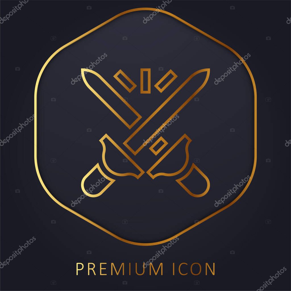 Battle golden line premium logo or icon